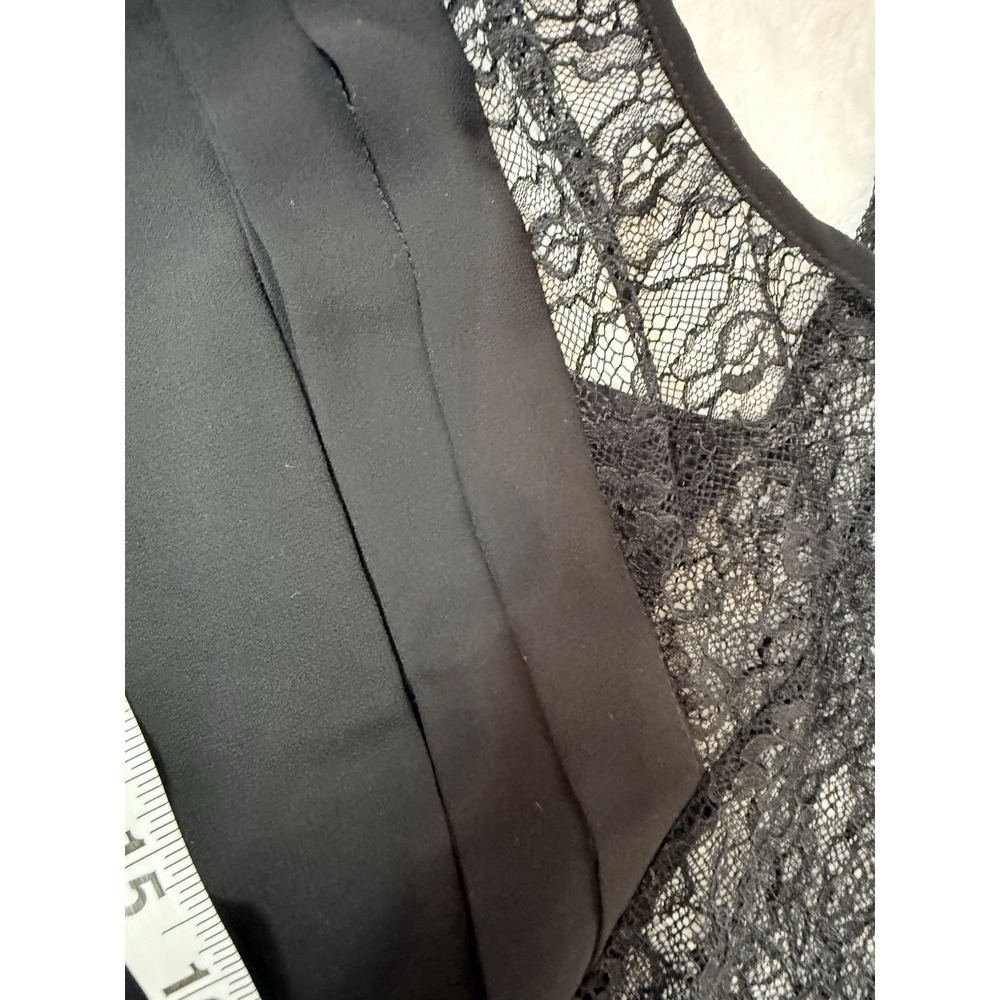 BCBGeneration Black Lace Dress Small Sheer Sleeve Mini Shift Cocktail Romantic - Picture 11 of 12